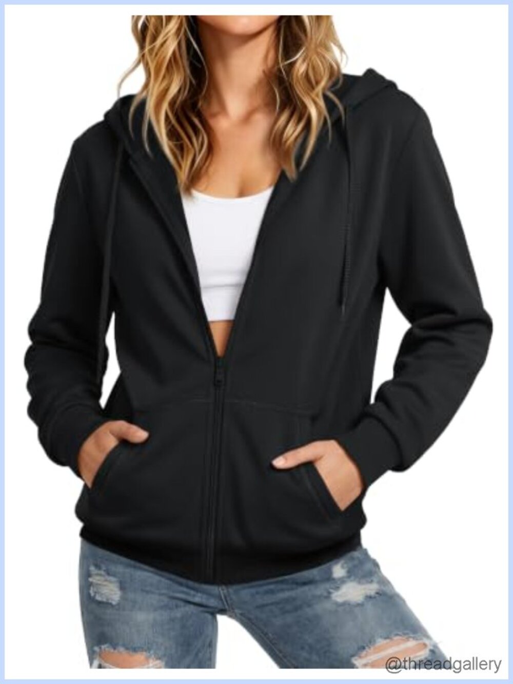 Women's Fleece Lined Full Zip Up Hoodie Hooded Sweatshirt Casual